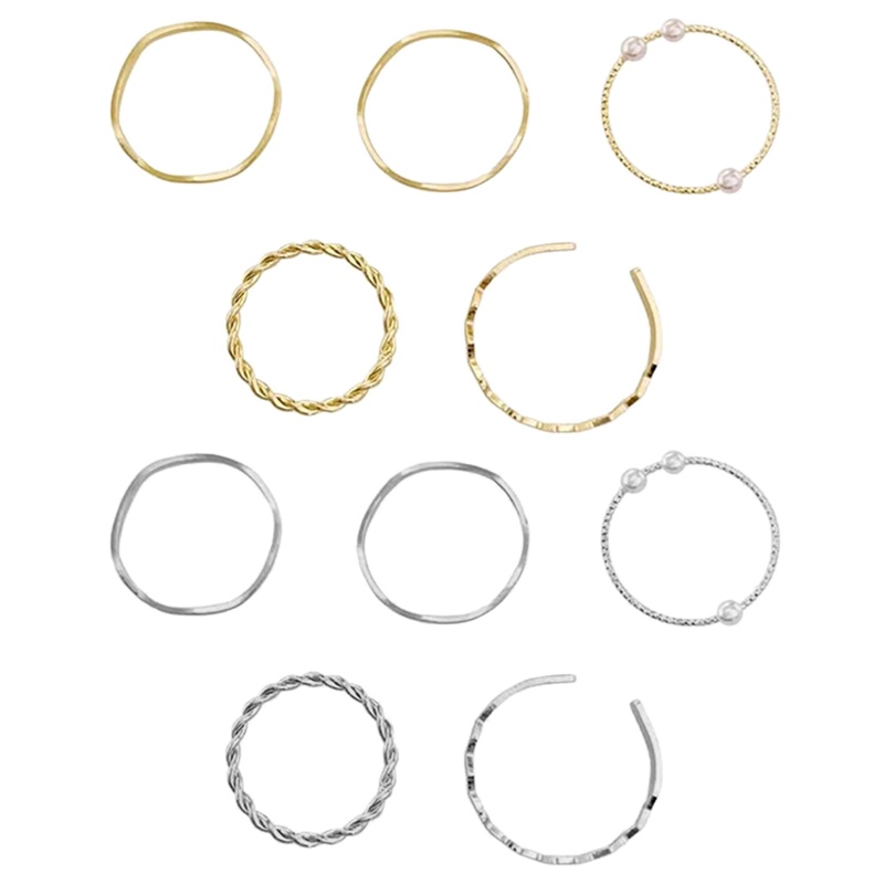 5 Pcs/Set Cincin Korea Ins Lingkaran Mutiara Cincin Wanita Gadis Fashion Aksesoris Perhiasan Jewelry