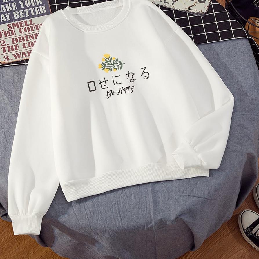 11.11✔️BE HAPPY KAWAI SWEATER CREWNECK WANITA LUCU / SWEATER WANITA TEBAL|SQ9