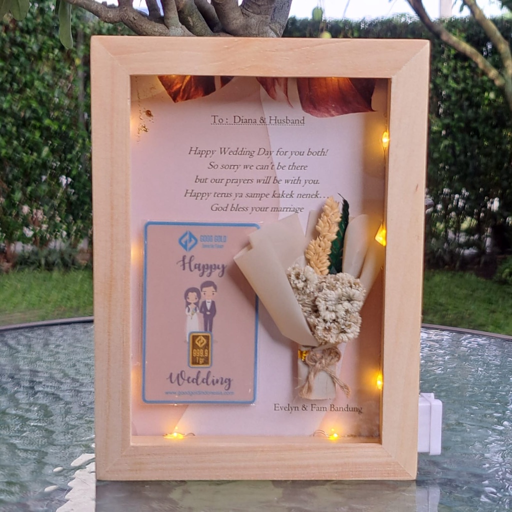 Frame LED 3D Logam Mulia/ Custom Frame/ Hampers/ Gift Box