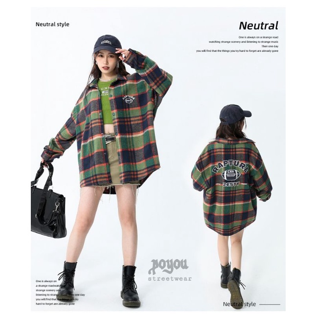 kemeja flanel oversize green &quot;Repture&quot; gaya Korea streetwear premium baju kemeja flanel pria dan wanita