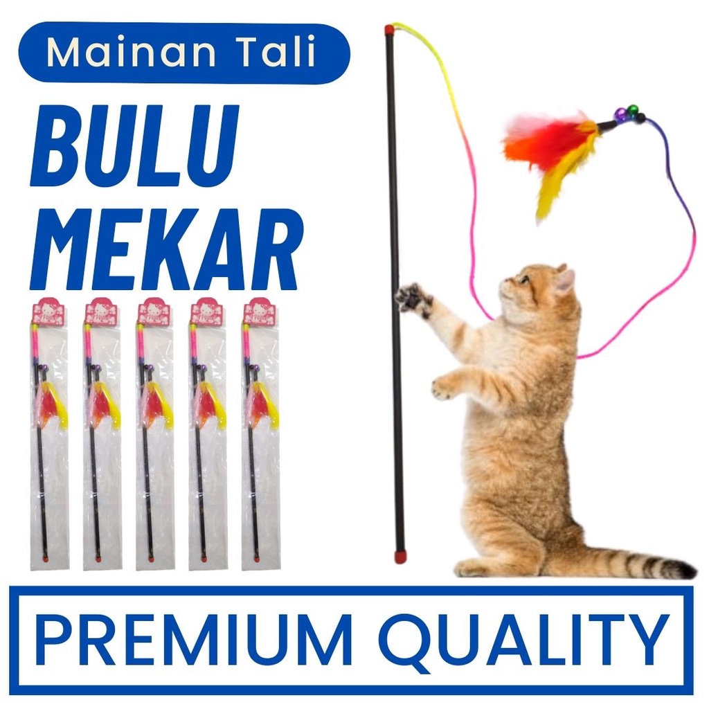 Mainan Kucing Tongkat Cat Toys Tali Bulu Mekar Bunyi Nyaring FEFARM