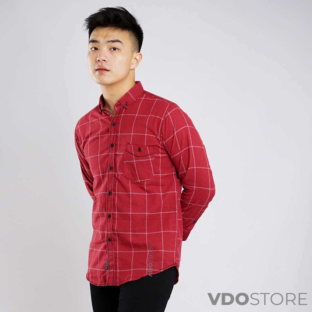 KEMEJA FLANEL PRIA 06B CASUAL MAROON - M L XL - KEMEJA LENGAN PANJANG VDOSTORE DEWASA BAJU FLANNEL TANGAN PANJANG HITAM NAVY ABU MOTIF KEMEJA MERAH COWOK MURAH DEWASA SANTAI TEBAL KUALITAS IMPORT BAJU CATUR PANEL FANEL