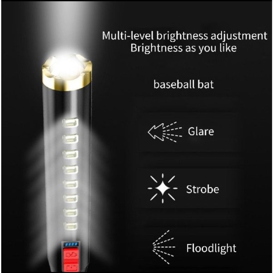 tongkat flashlight senter tongkat baseball multifungsi