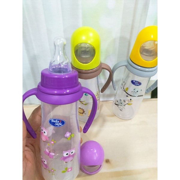 Botol Susu Berkualitas Baby Safe Dengan Pegangan/Karakter Lucu 250 Ml BPA Free  Dengan Standar Eropa JP 005