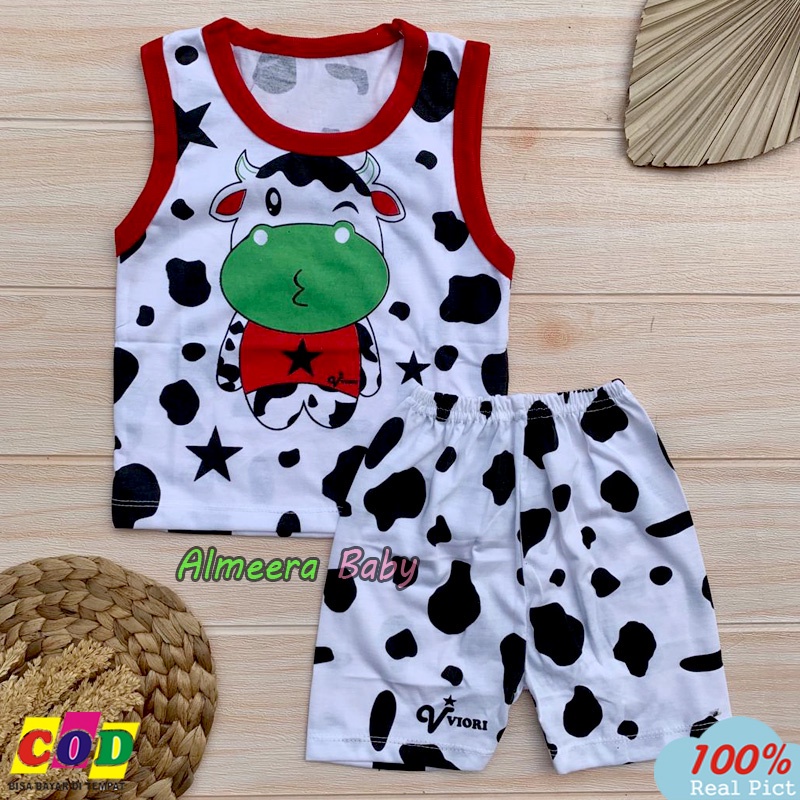 Setelan Baju Bayi Setelan Singlet Bayi Baju Bayi Lengan Kutung Usia 3-12 Bulan Almeera Baby And Kids