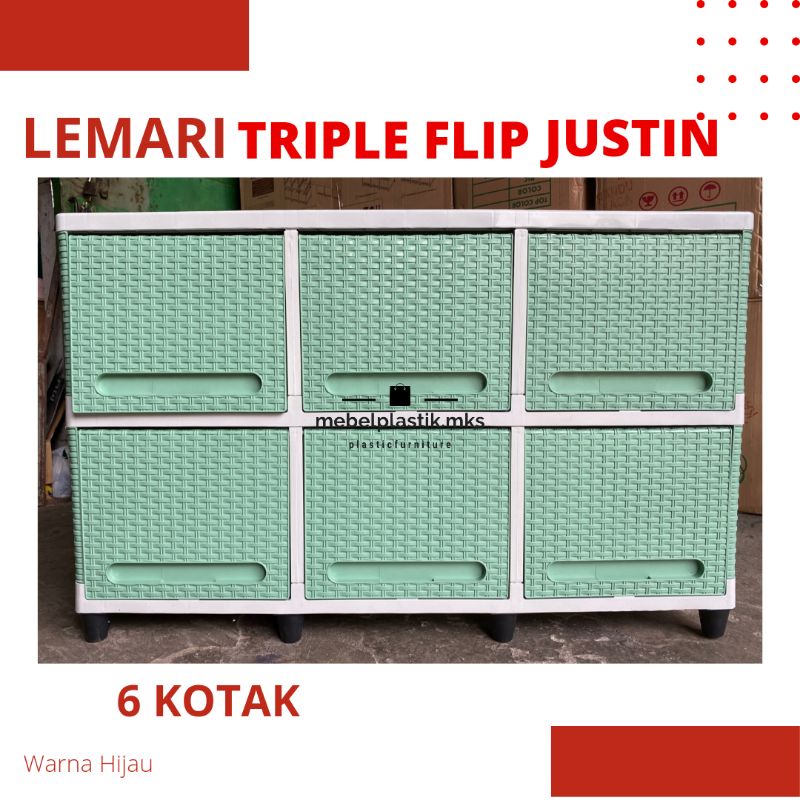 Lemari Flip Laci Buku Sepatu Boneka Justin Rotan Plastik Club Susun