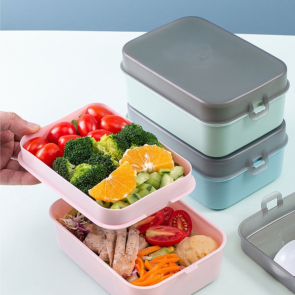 Lunch box Kotak Bekal Tingkat Sekat Multifungsi Microwavable | 2 Warna Lunch Box