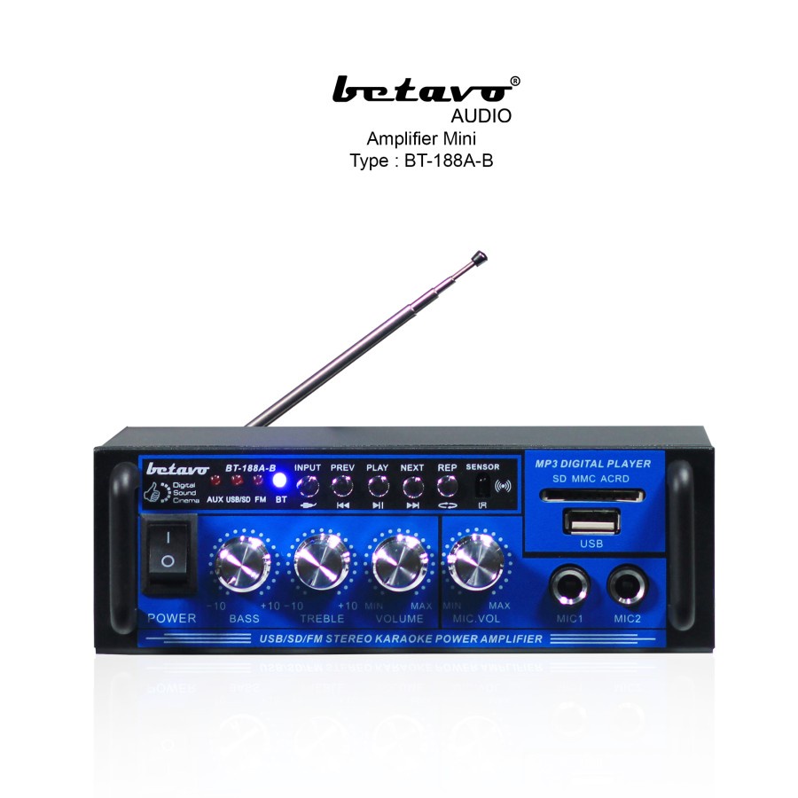 Betavo Mini Amplifier Bluetooth BT-188A-B Ampli Karaoke 12 Volt