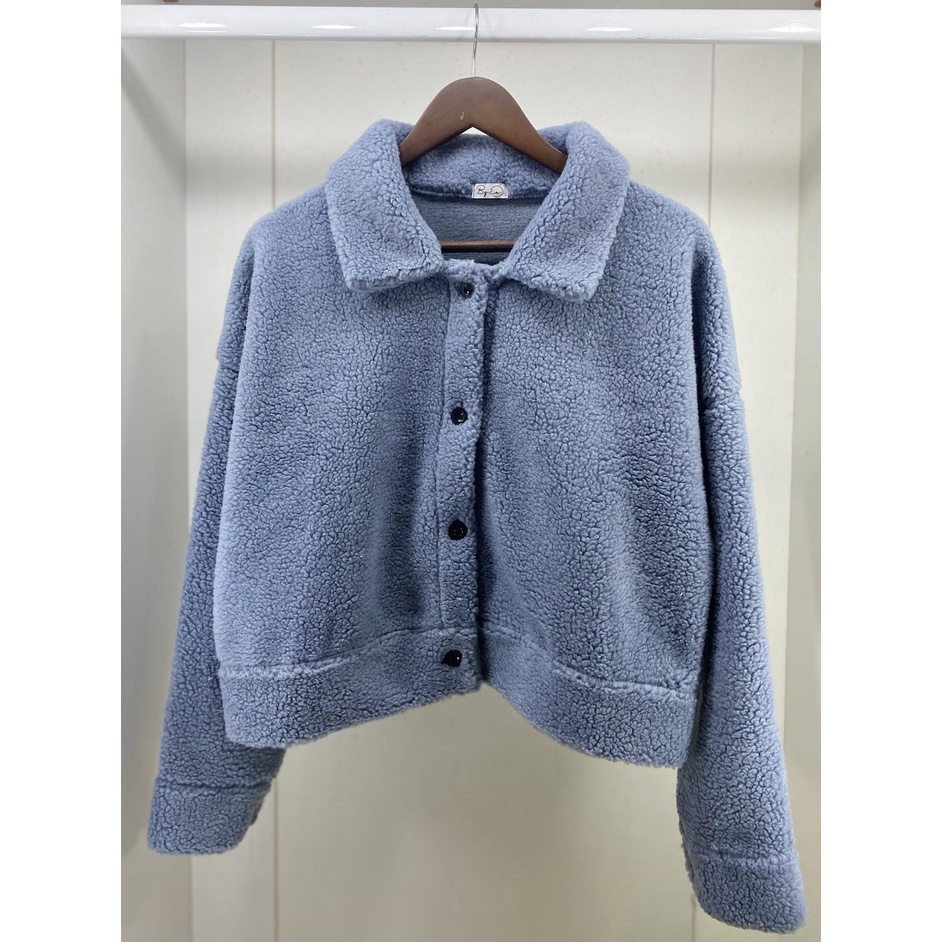 Jaket crop Bulu Furry Korea oversize