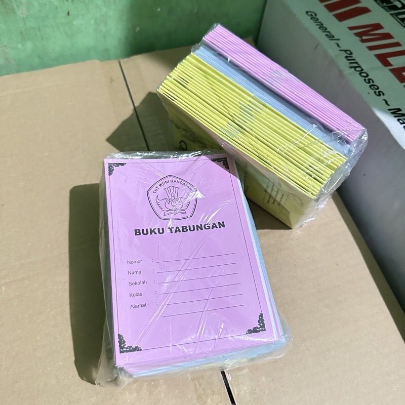 

Buku Tabungan Warna Warni Polos Murah isi 50 pcs