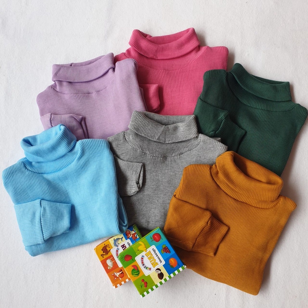 Sweater rajut turtleneck kids korea style kaos anak polos lengan panjang leher tinggi  premium Quality Fashion anak laki laki