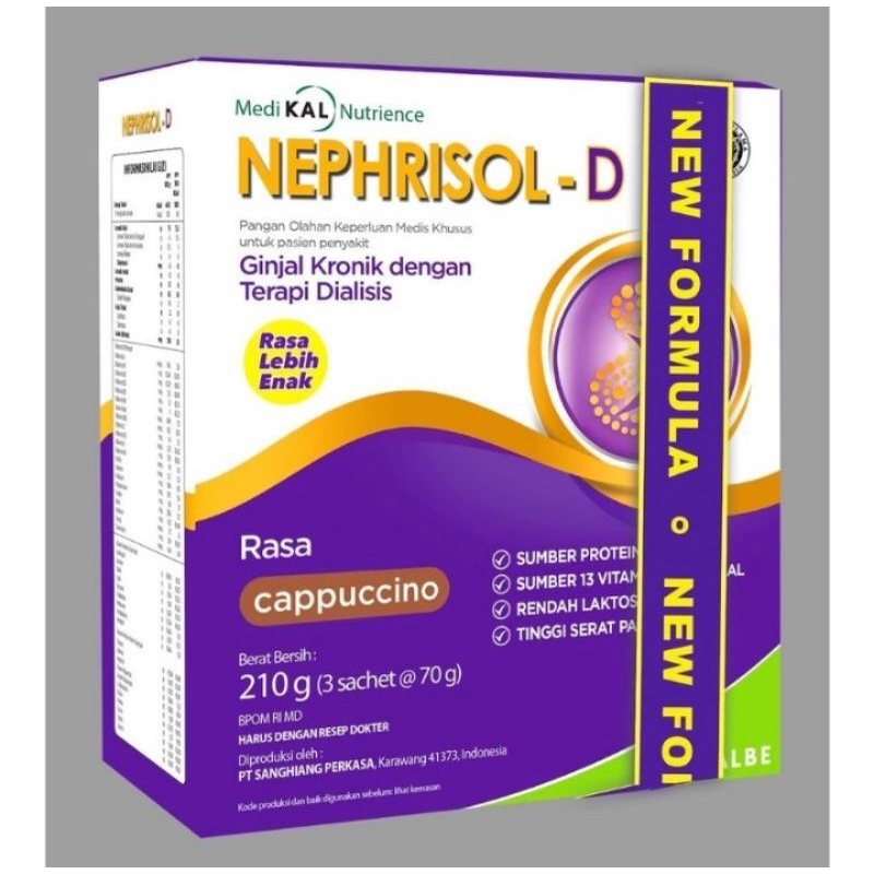 

NEPRHISOL-D Nutrisi untuk gagal ginjal Dialisis (HD&CAPD)