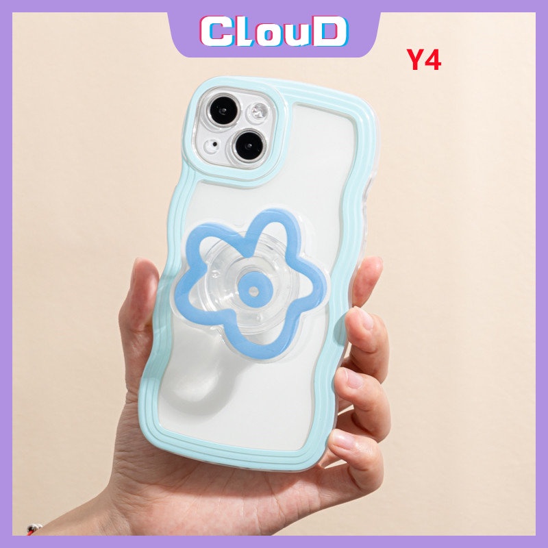 IPHONE Casing Tpu Lembut Transparan Tepi Bergelombang Kompatibel Untuk Iphone11 13 12 14 Pro Max7 8 6s 14 6 Plus X XR XS Max SE 2020bunga Airbag Bracket Permen Warna Telepon Cvoer