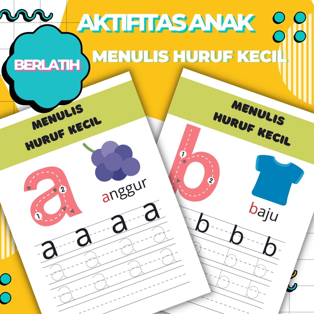 Aktifitas Anak Belajar Menulis Huruf Kecil / Menulis Huruf Kecil Vol. 1 / Belajar Menulis Alfabeth /