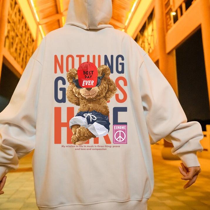 COD✔️ Hoodie CN sweater crewneck cople Nothing Bear Pria wanita Jaket Switer Motif Simple Kekinian J