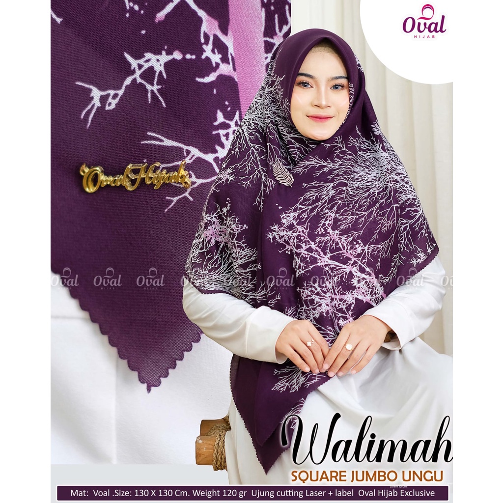 Walimah Square  Hijab Jumbo original Oval Hijab Segiempat Syari Motif Segiempat Jumbo Motif