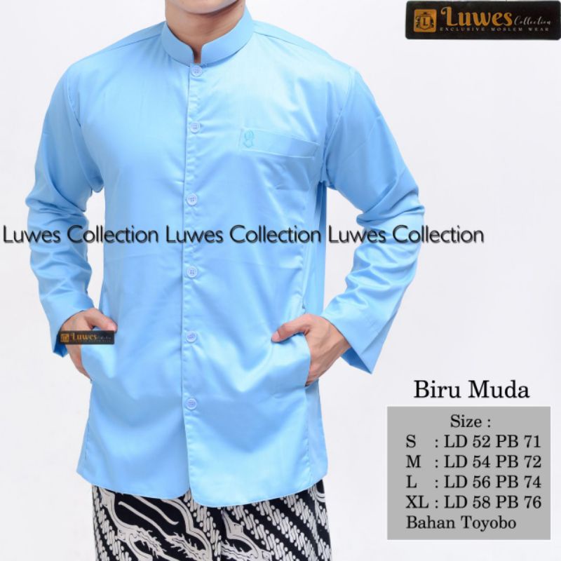 BAJU LUWES SEMIJASS TROMPAH WARNA BIRU MUDA LUWES KOKO ALKAFI