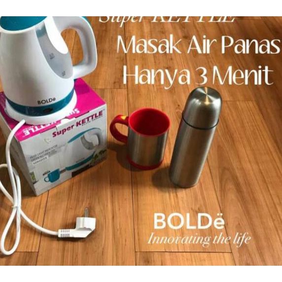 Kekinian - BOLDe TEKO LISTRIK SUPER KETTLE BOLDE Pemanas Air Elektrik Thermos Listrik