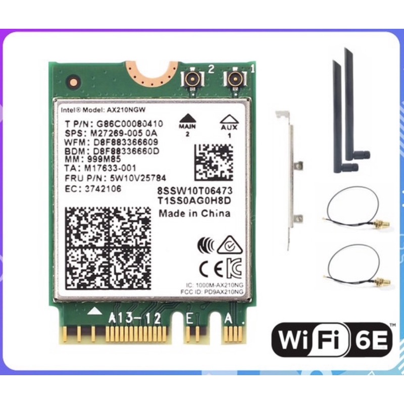 Intel WiFi 6 AX210 Wireless Card Bluetooth 5 M.2 NGFF AX210NGW AX210