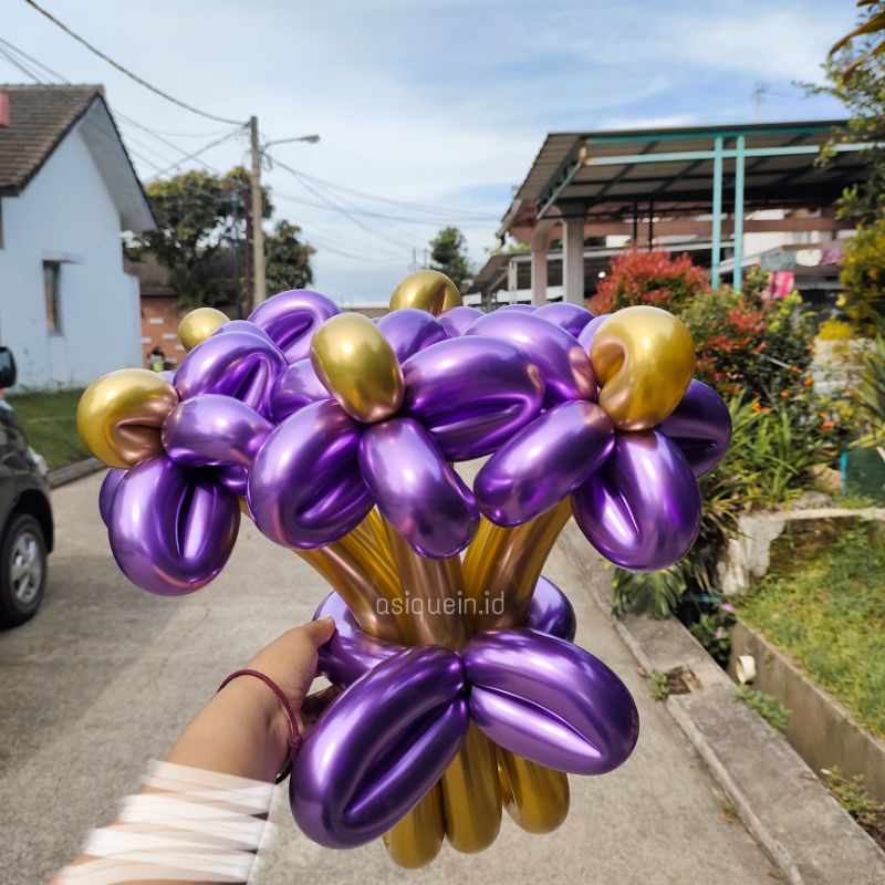 BUKET BUNGA BALON TANGKAI PENDEK