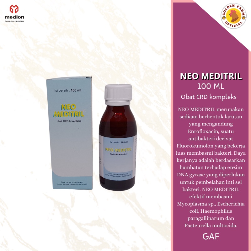 Obat Ngorok Ayam Unggas NEO MEDITRIL 100 Ml Medion