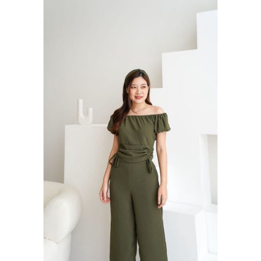Angela Set Wanita 2in1 Atasan dan Celana Premium