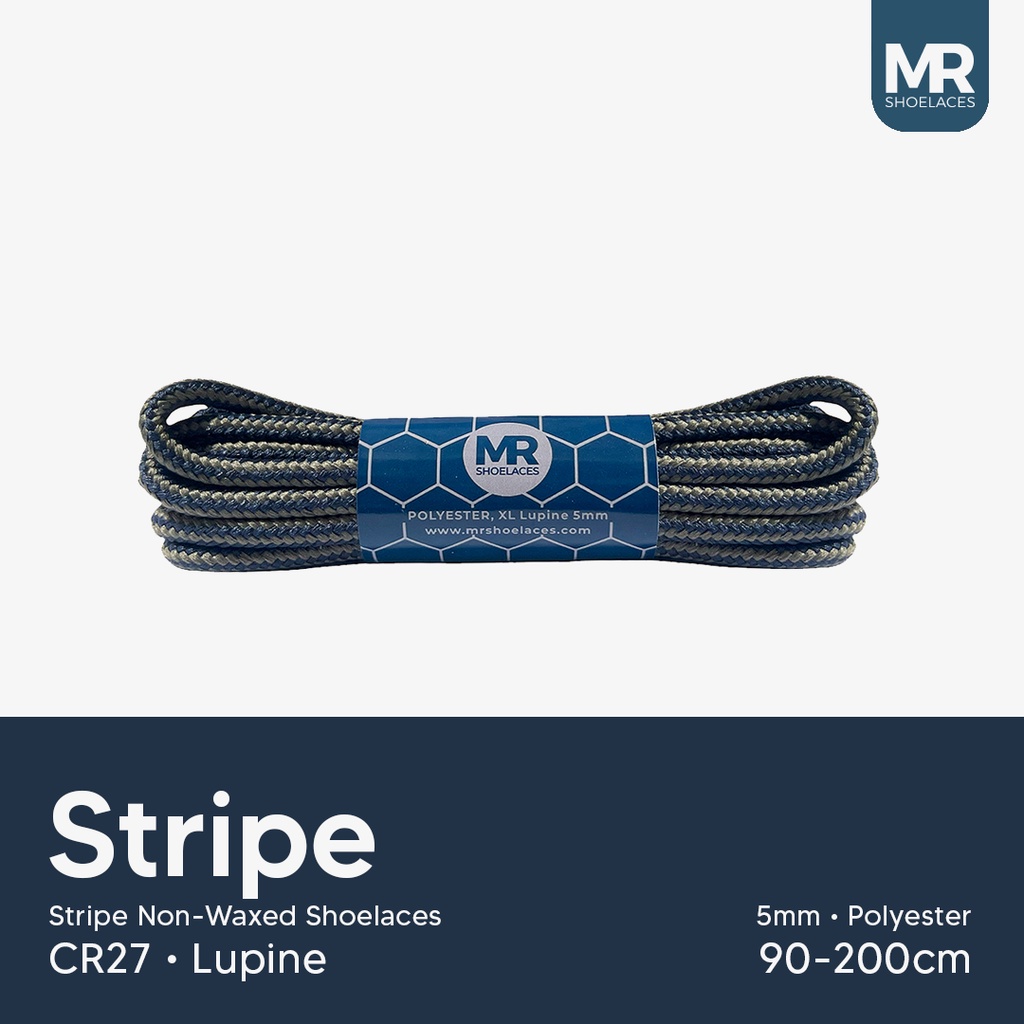 MR Shoelaces CR27 Lupine (Biru Tua &amp; Abu) Tali Sepatu Bulat Corak / Motif 5-6mm 80cm 100cm 120cm 150cm 200cm - Premium Shoelace