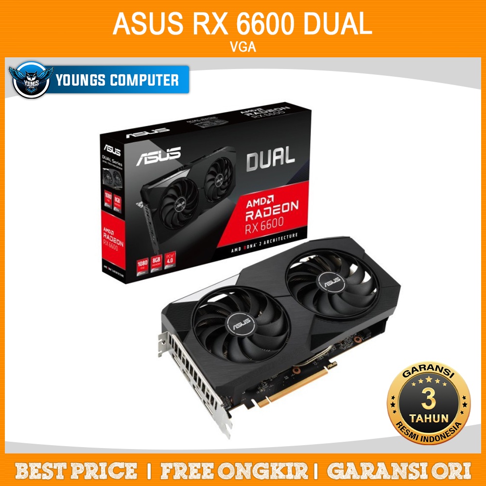 VGA ASUS RX 6600 DUAL 8GB DDR6 RESMI - AMD Radeon rx6600