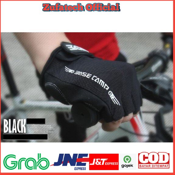 BASECAMP Sarung Tangan Olahraga Sepeda Half Finger Size L - Black