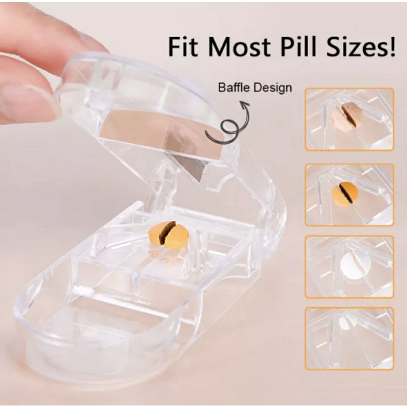 Portable Medicine Pill Cutter Box Pill Splitter Storage Tablet Separator Pemotong Obat