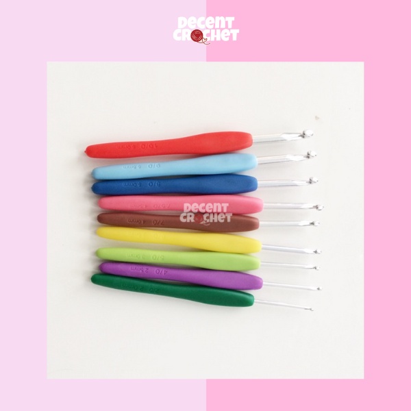 Jarum Rajut Crochet Hook Hakpen Handle Karet 9 Ukuran