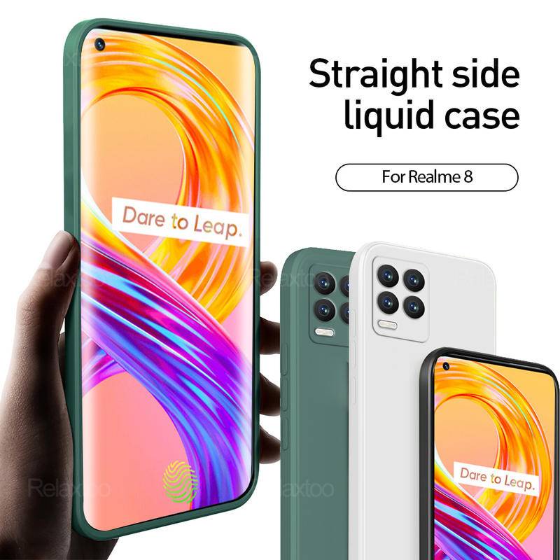 Shockproof Phone Back Cover Untuk Oppo Realmi8 8i 4G 5G Pro Square Cairan Silikon Lembut Pelindung Case