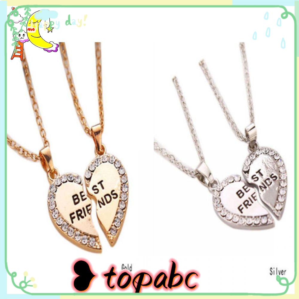 Top 2PCS Bff Kalung Perhiasan Baru Perak/Lapis Emas Persahabatan