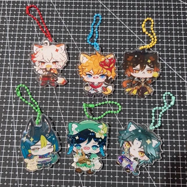 ( DEFECT SALE ) Genshin Impact Keychain Venti Xiao Kazuha Zhongli Childe Tighnari Gantungan Kunci Ak