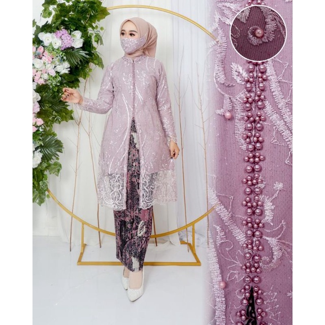 BA kebaya modern kebaya tunik tille modern setelan tunik busui payet atasan tunik resleting depan kebaya tunik busui