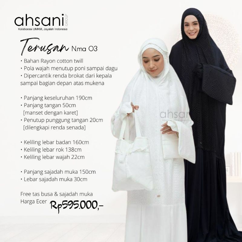 Mukena Mewah AHSANI N.ma 03 Mukena Dewasa Terusan Original Ahsani Modern Premium