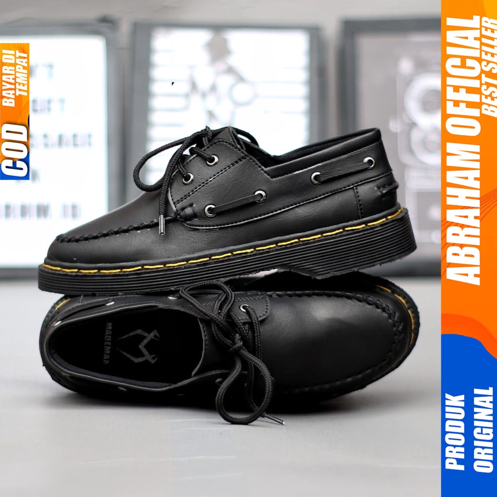 Sepatu Formal Pria Pantofel Docmart Low Boots Kerja Hitam Abraham RIBERY