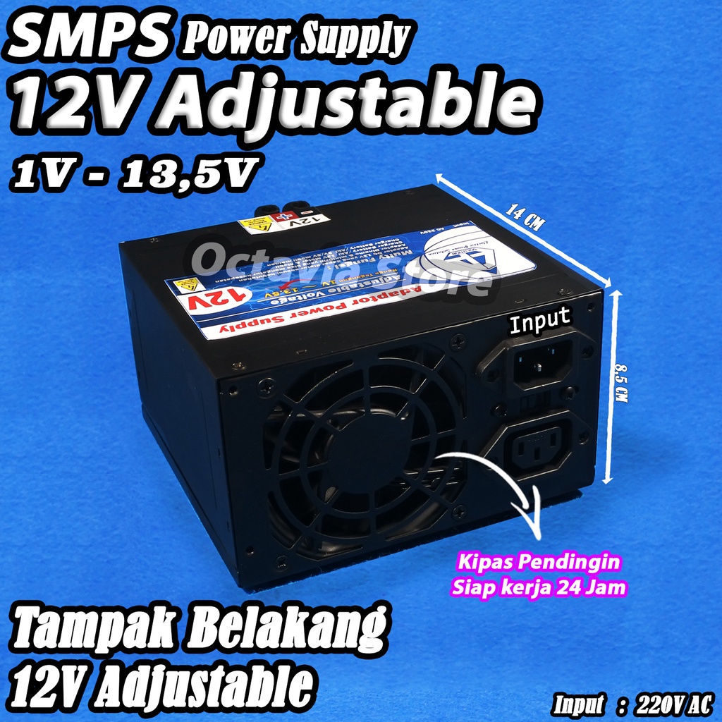 SMPS Power Supply 12V Adjustable dengan di lengkapi Display Digital