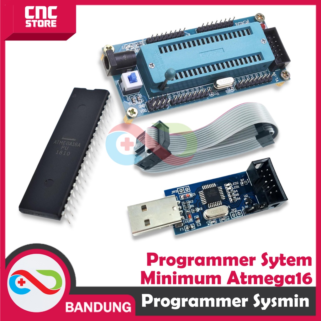 PAKET LENGKAP SYSMIN SYSTEM MINIMUM ATMEGA16 PLUS USB ASP ISP AVR