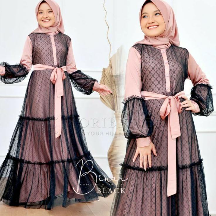 BINAR SYARI KIDS SET KHIMAR GAMIS ANAK USIA 8-10 TAHUN  (L) 11-14 TAHUN (XL) • MAF.10De22e