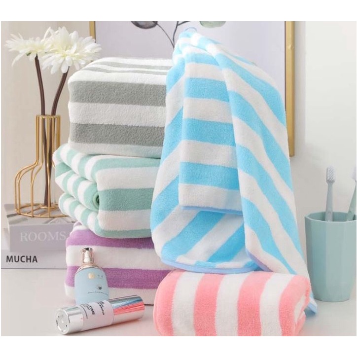 handuk olahraga microfiber salur bahan lembut uk 33 x 76 cm