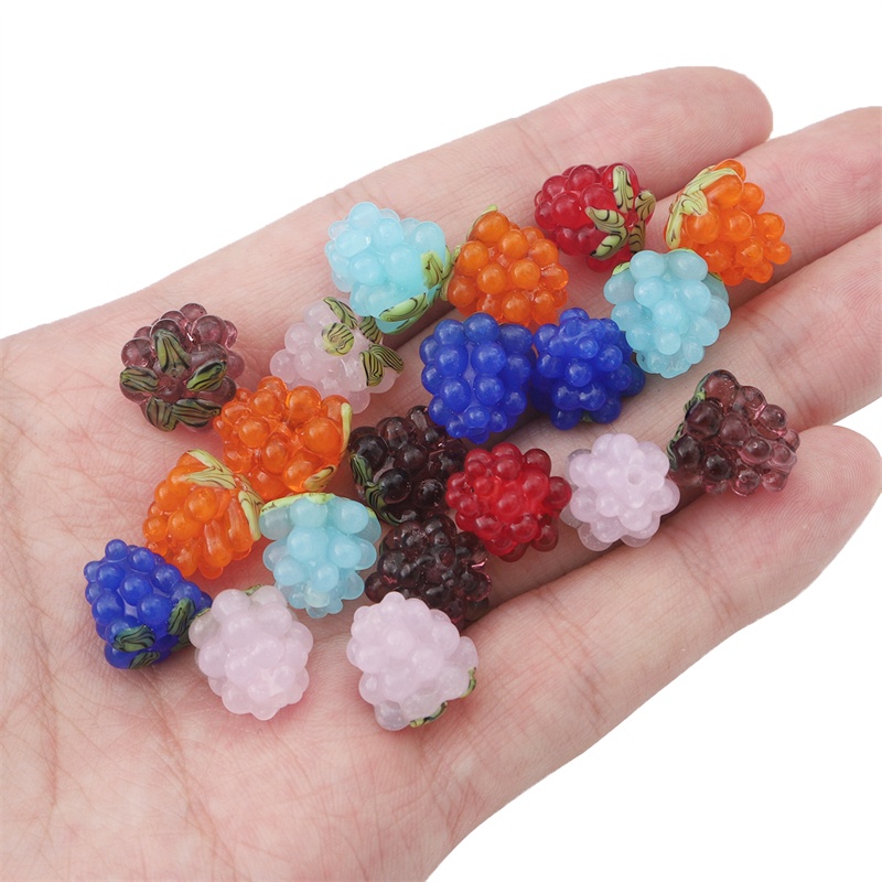 1pc 12mm Grape Lampwork Glass Beads Buah Multicolor Spacer Beads Untuk Kalung Anting Liontin DIY Perhiasan Maki