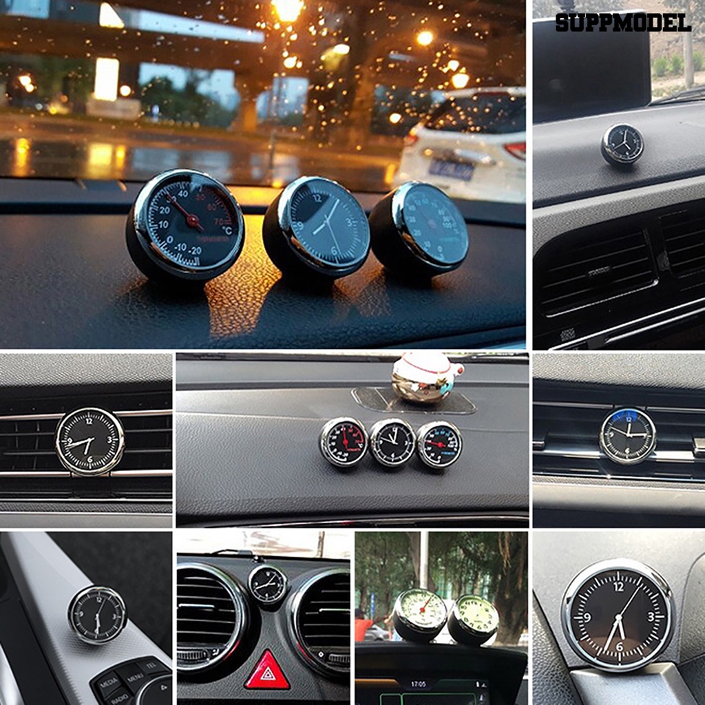[Dekorasi] Jam Tangan Quartz Mini Interior Mobil Jam Hygrometer Termometer Dashboard Ornamen