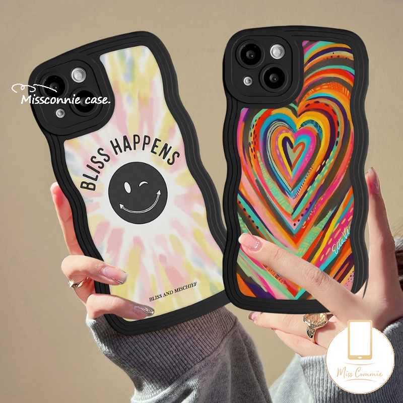 Redmi 12C 9a1 10 10A 9T 10C 9A 9C NFC A1+POCO M3 X3 NFC Pro Redmi Note8 9 11 10 11s 10s 11 10 Pro Max 11Pro+9Pro 9s Ins Smile Gradient Love Heart Rainbow Wavy Soft Case Tepi