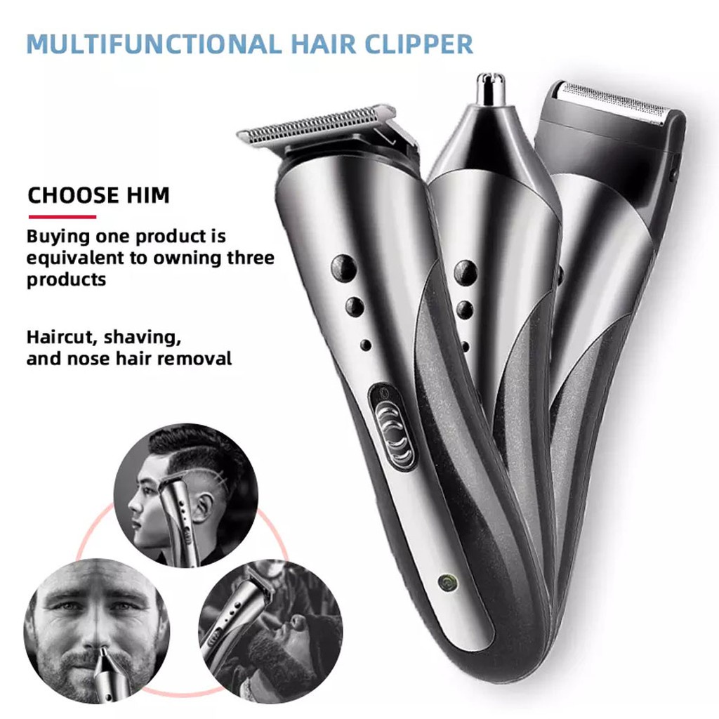 Beauty Jaya - [ GRATIS GUNTING SASAK ] Alat Mesin Cukur Kemei KM 1407 Hair Clipper Rambut Kumis Jenggot Bulu Hidung