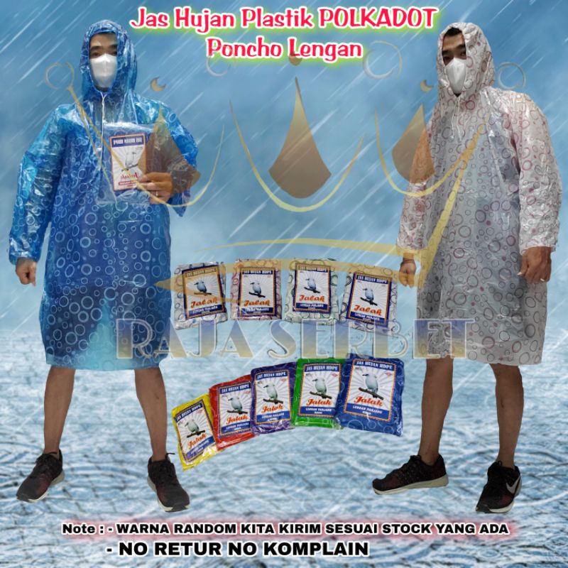 Jas Hujan Plastik POLKADOT PONCHO LENGAN - RANDOM