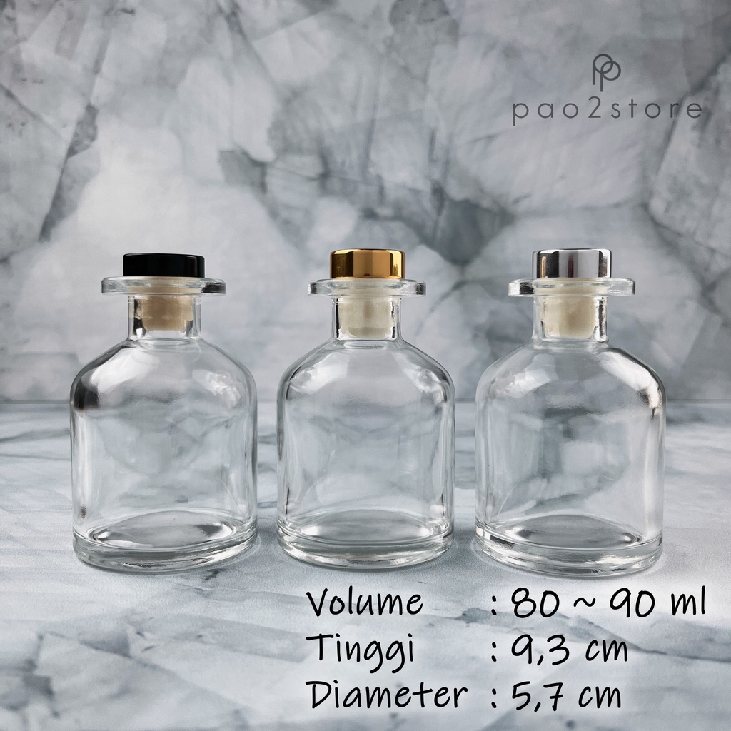 Botol Reed Diffuser 80ml ~ 90ml Besar - Vas / Belly Pot - Kaca Tebal - Aromatherapy / Pengharum Ruangan / Parfum