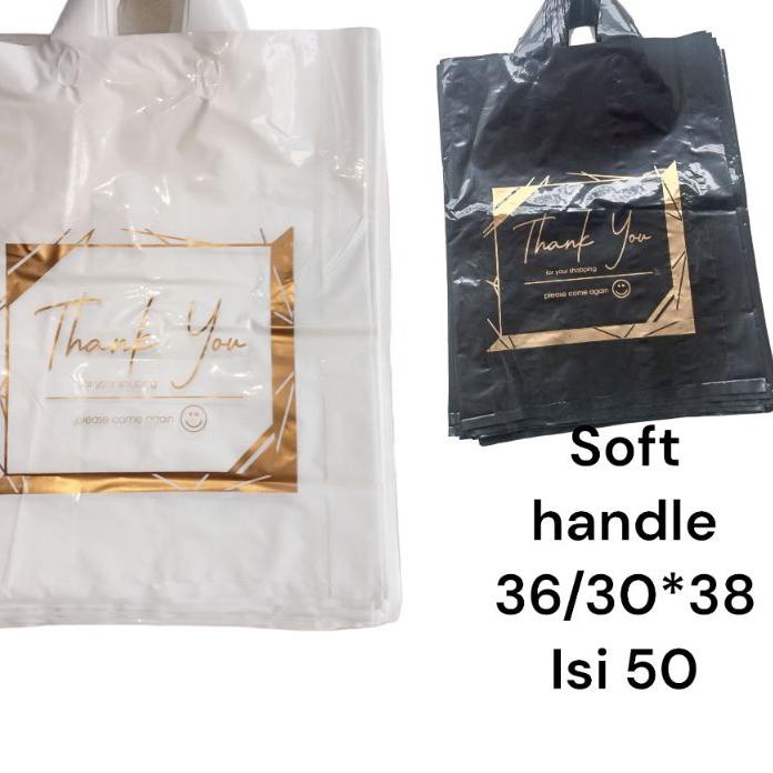 

Hotス Kantong plastik PE Soft handle UK 36/30x38 isi 50 pcsMotif thank you kantong belanja kantong toko pakain kantong gamis