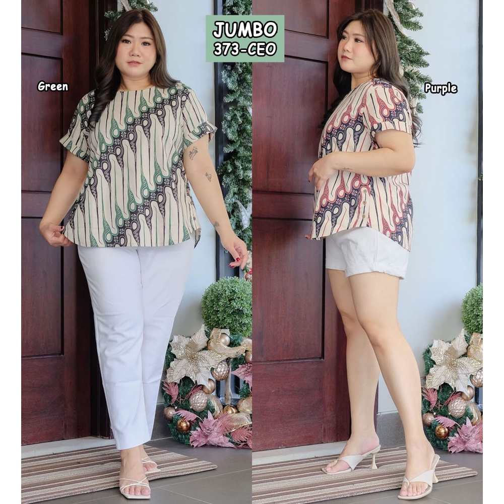 BIGCLO - (COD) LD 112-123cm Baju Blouse Batik Jumbo Bigsize Atasan Wanita Big Size Kantor 373 Vol 1