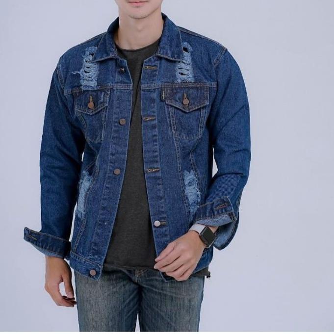 Diskon✔️jaket jeans sobek / jaket / jeans / jaket pria / sobek / jeans sobek pria|KD8